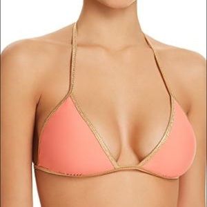 Sam Edelman Coral Pink Reversible Gold Bikini Top